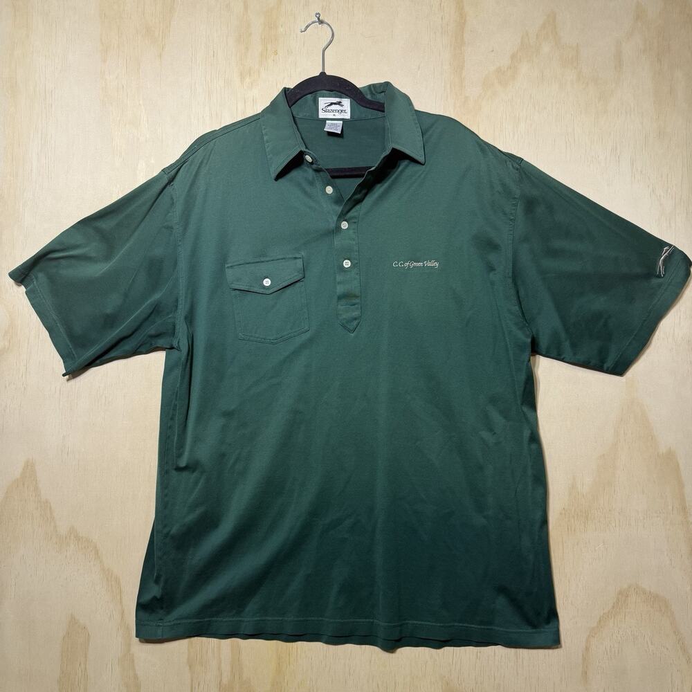 Slazenger Polo Shirt XL Green Cotton C.C. of Green Valley Golf Embroidered